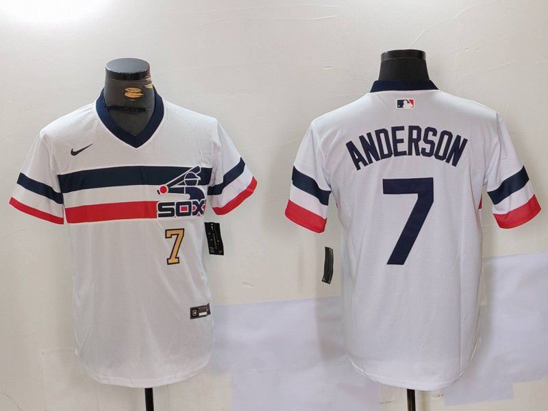 Men Chicago White Sox #7 Anderson White Throwback Game 2024 Nike MLB Jersey style 9021